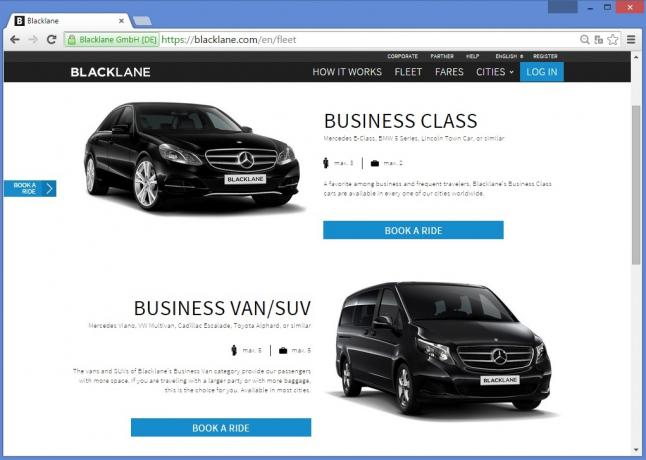 Blacklane осигурява бизнес клас машини, бизнес бусове и леки автомобили премиум