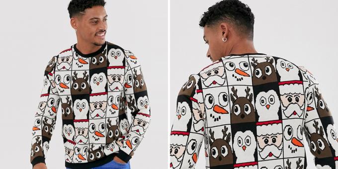 Коледа пуловер с непрекъснат модел на Asos Design