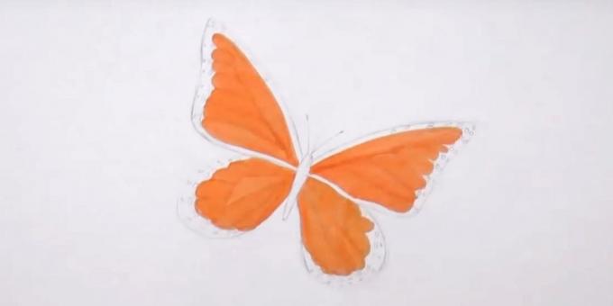 Начертайте кръгове на ръба на по-ниските крилата и оранжев маркер за детайли подчертават