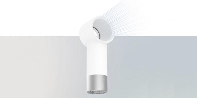 Xiaomi портативен вентилатор черпи въздух от дъното и освобождава поток през пръстена на върха
