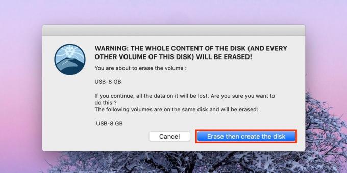 Как да направите стартиращ USB флаш устройство с MacOS: кликнете Erase Създаване на диска