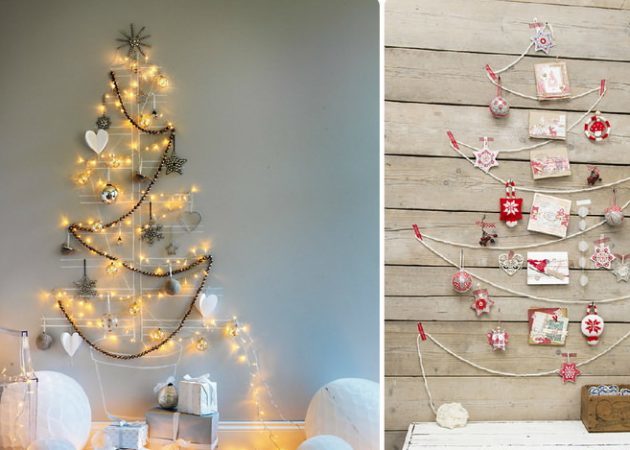 Как да украсят дома за Нова година: Стена дърво
