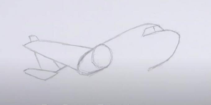 Как да нарисувате самолет: изобразете носа, опашката и крилото