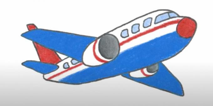 Как да нарисувате самолет: рисуване на самолет с цветни моливи