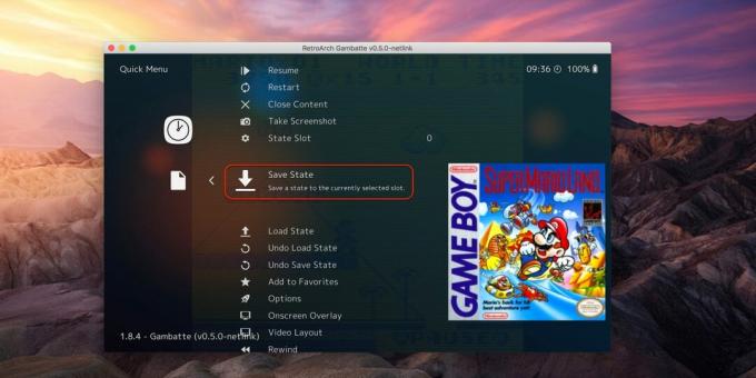Retroarch: Изберете Save State 