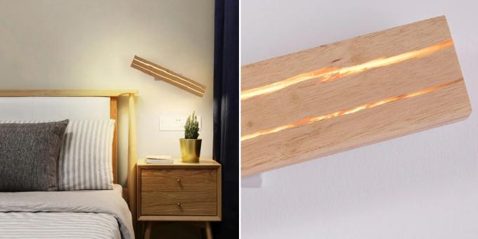 Дървени аксесоари за дома: лампа за стена 