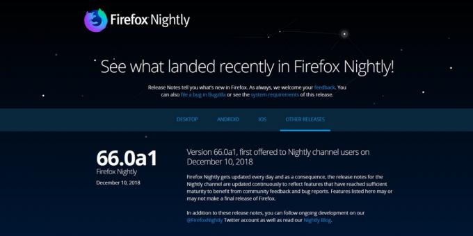 Версия на Firefox: Firefox Nightly