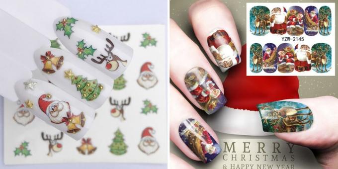 Продукти с AliExpress да създават настроение на Нова година: Стикери за нокти Коледа ноктите дизайн