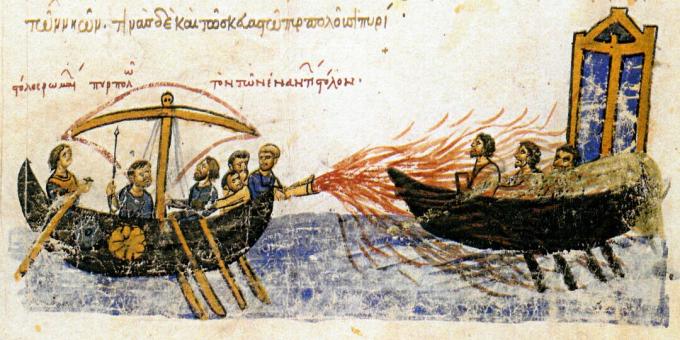 Древна цивилизационна технология: бунтовническият кораб на Тома Славянин, използващ гръцки огън срещу византийски кораб през 821 г.