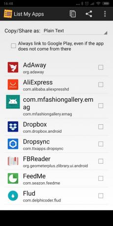 Android-приложения за резервиране: Списък на приложенията си