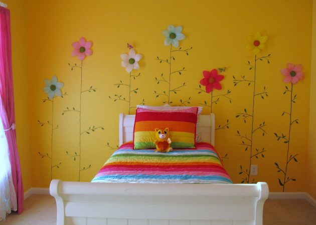 Интериор детска стая: печат върху стените