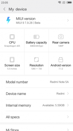 Xiaomi Redmi Забележка 5а: софтуер